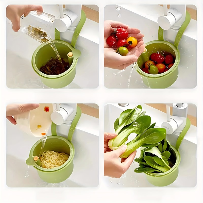 SpaceSaving Hanging Sink Basket For Kitchen And Bathroom Easy Install Split Filter Basket 3