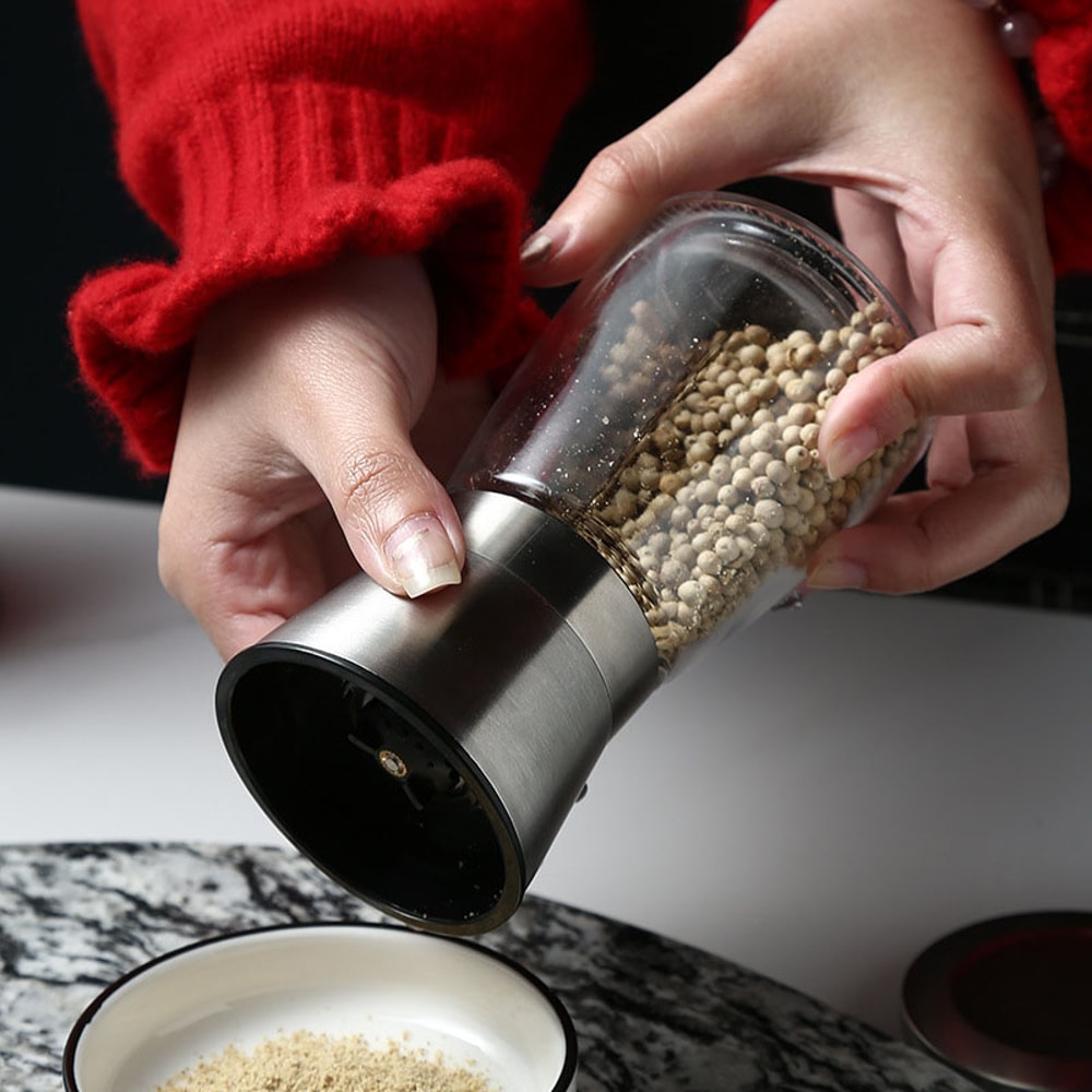 Stainless Steel Pepper Grinder And Glass Seasoning Bottle Premium Spice Crusher For Home Kitchen 1