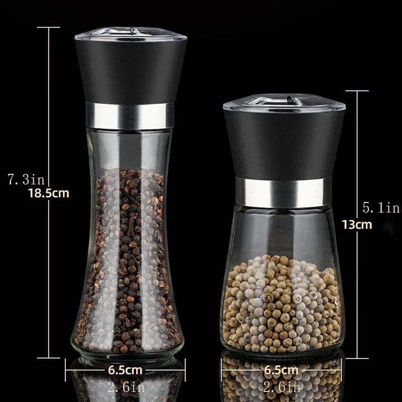 Stainless Steel Pepper Grinder And Glass Seasoning Bottle Premium Spice Crusher For Home Kitchen 5