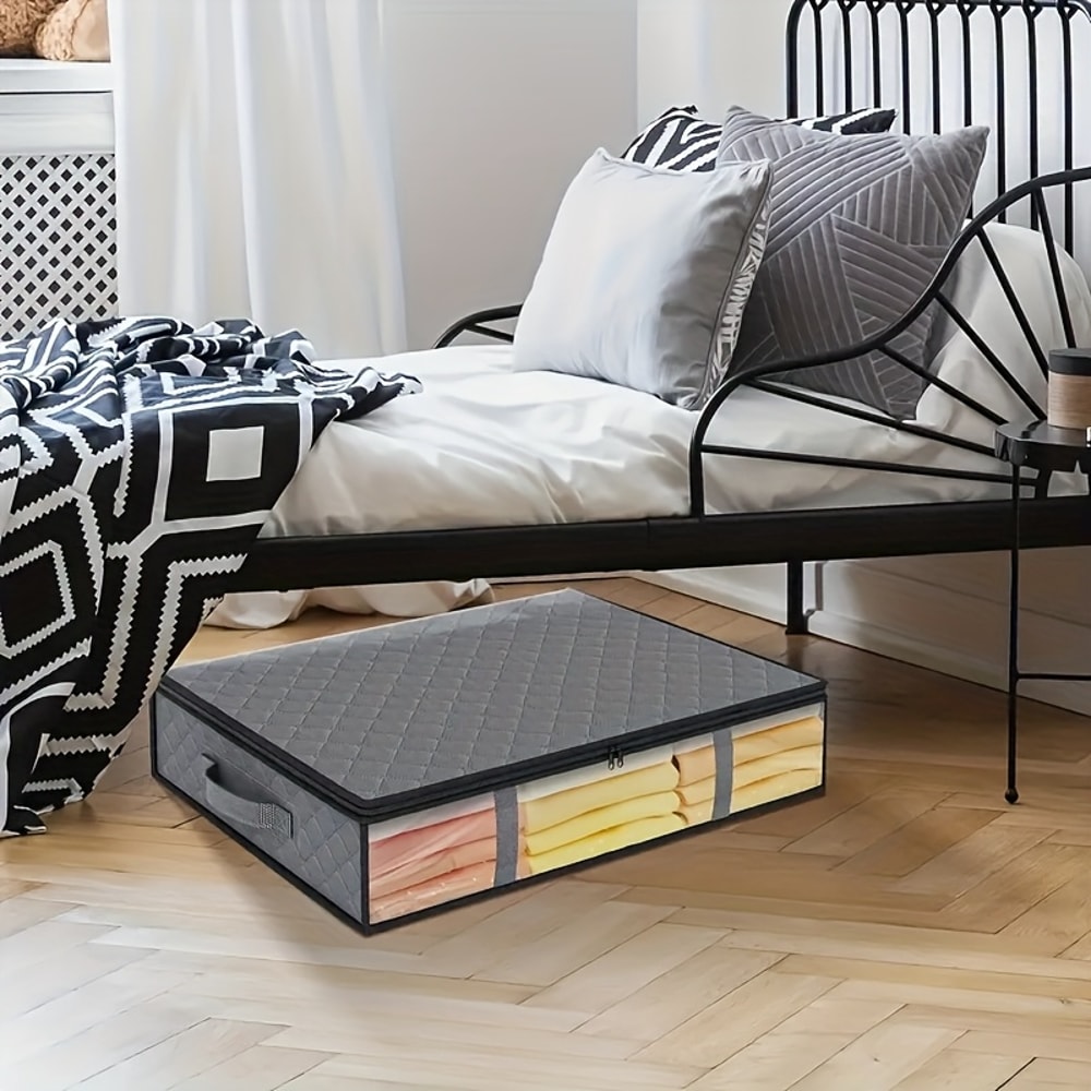Premium Under Bed Storage Bag For Bedding And Clothes With Clear Window And Durable Handles 0
