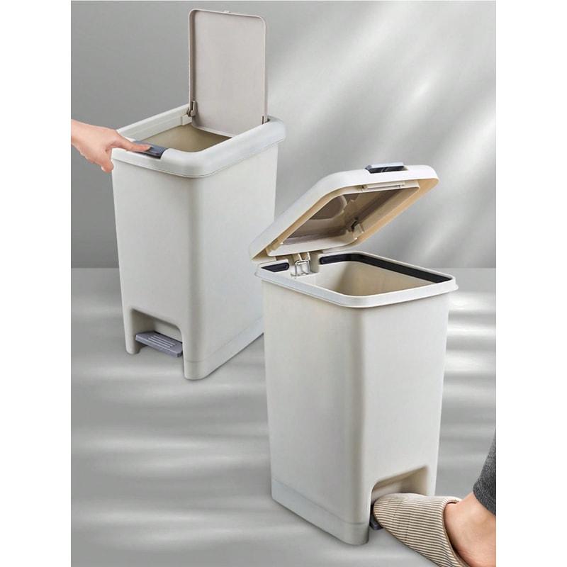 Modern Slim Foot Pedal Trash Can With Lid For Bathroom Kitchen And Office 0