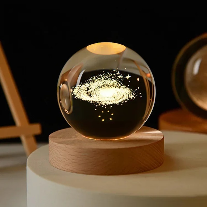 Aesthetic Moon Crystal Sphere Lamp Creative Clear Glass Galaxy Globe Night Light Desktop Decorati 5