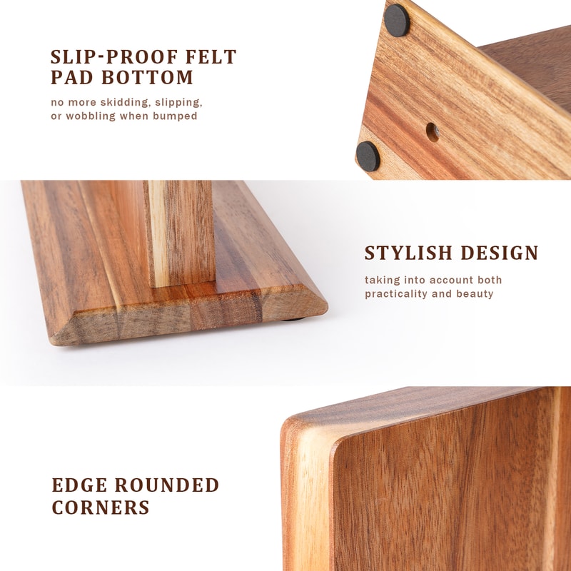 Acacia Wood Magnetic Knife Block Holder Rack Strong Enhanced Magnets For Kitchen Organization 3