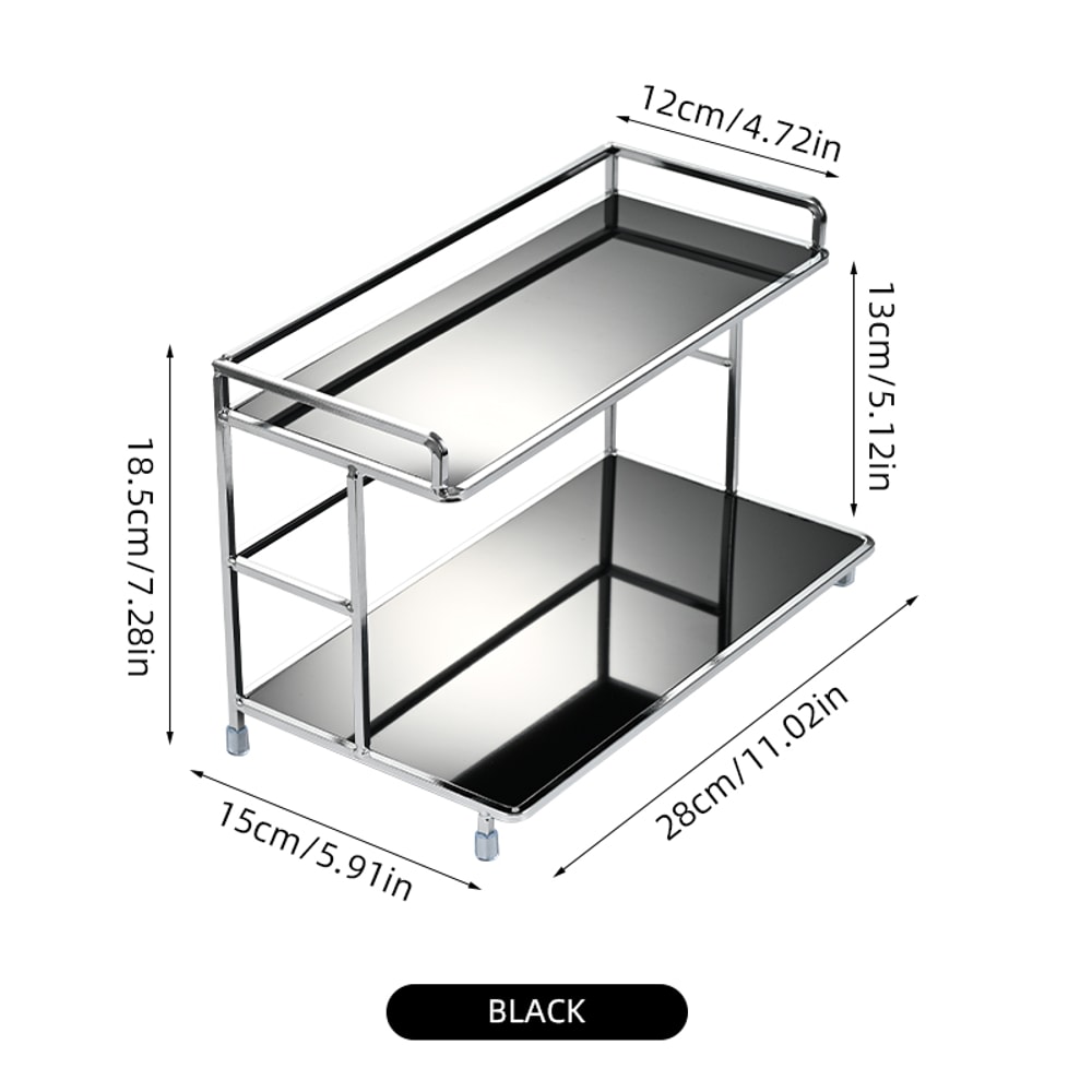 Metal Double-Layer Desk Organizer – Versatile Storage Rack for Kitchen, Bathroom, and Living Room