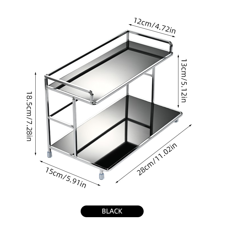 Metal Double-Layer Desk Organizer – Versatile Storage Rack for Kitchen, Bathroom, and Living Room