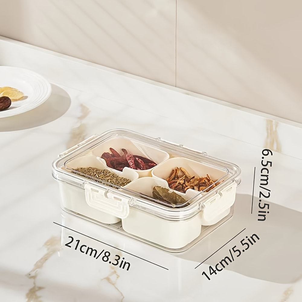 Divided Serving Tray with Lid – Compartment Snack and Food Storage Container, Fruit Storage Box for Organized Snacking