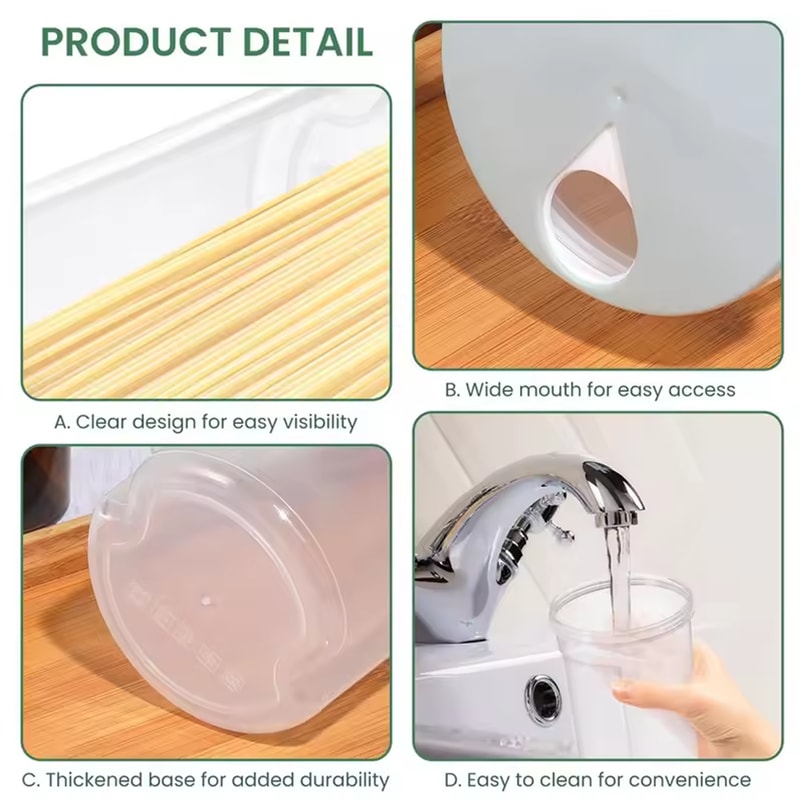 Pasta Portion Control Container Airtight Food Grade Storage Canister For Noodles Kitchen Pantry Or 5