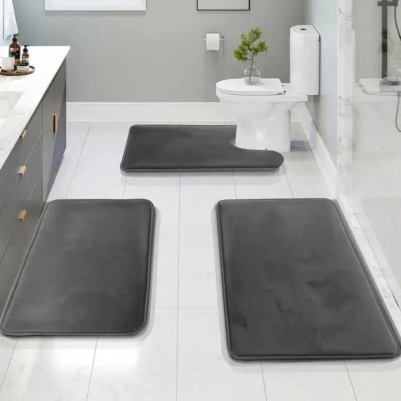 Soft NonSlip Piece Bath Mat Set Absorbent Comfortable Durable For Bathroom Laundry Rooms 0