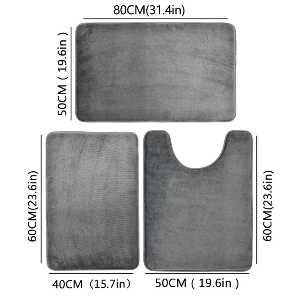 Soft NonSlip Piece Bath Mat Set Absorbent Comfortable Durable For Bathroom Laundry Rooms 9