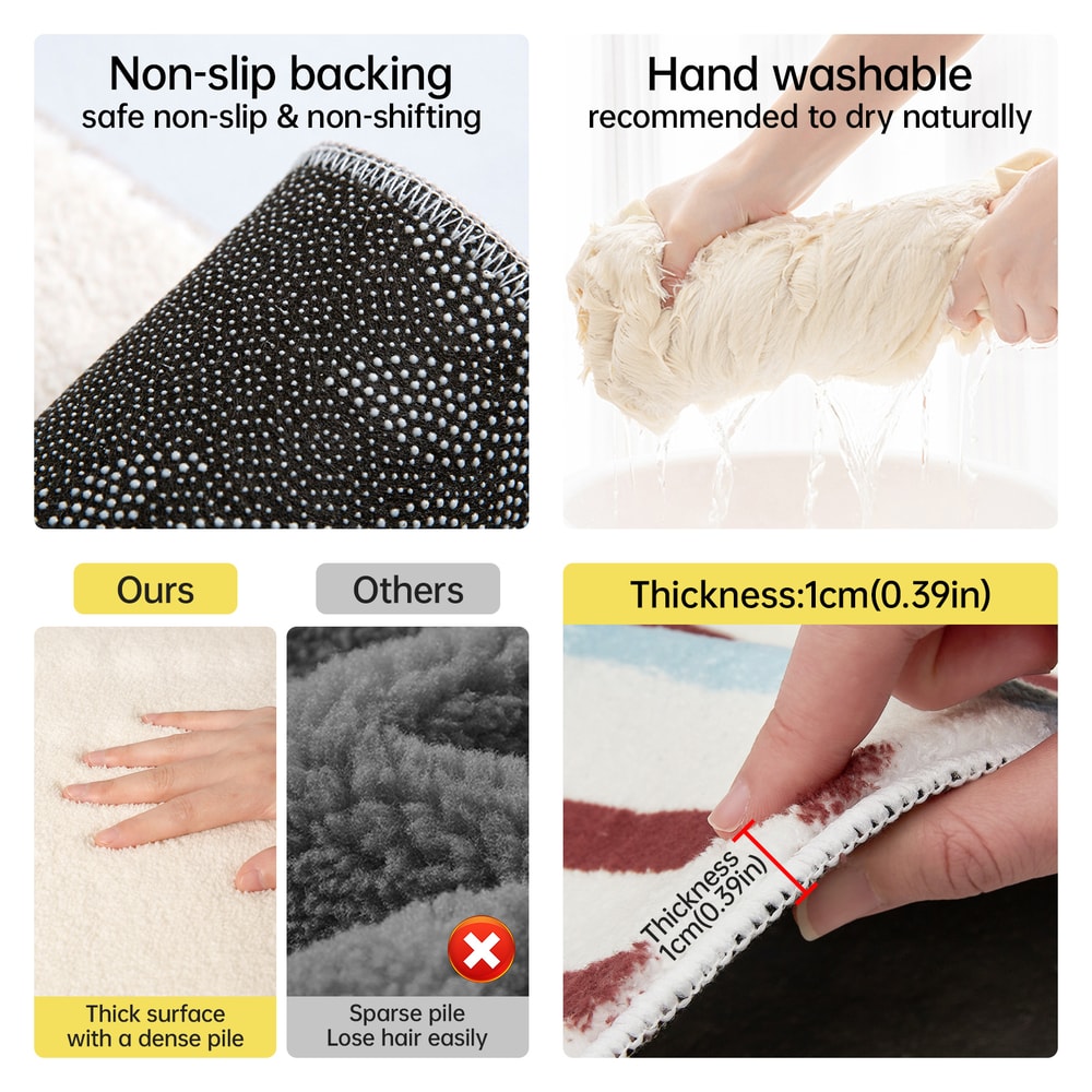 Striped Puppy Printed Short Fleece Bathroom Antislip Mat Cute Style Door Mat Indoor Small Carpet 5