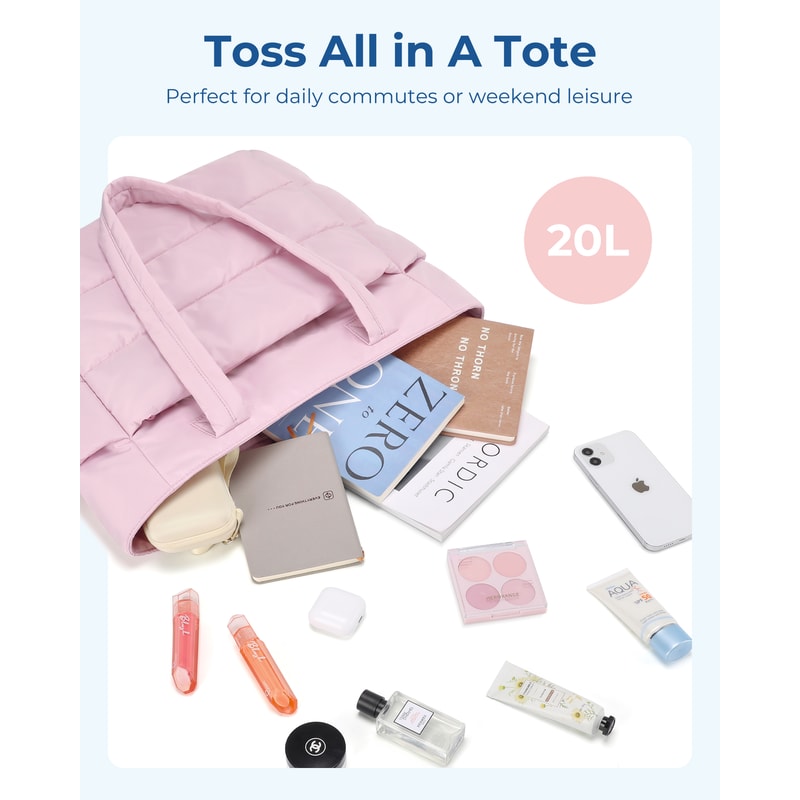 Versatile Solid Color Tote Bag For Women Padded Shoulder Bag For Travel Commuting 4