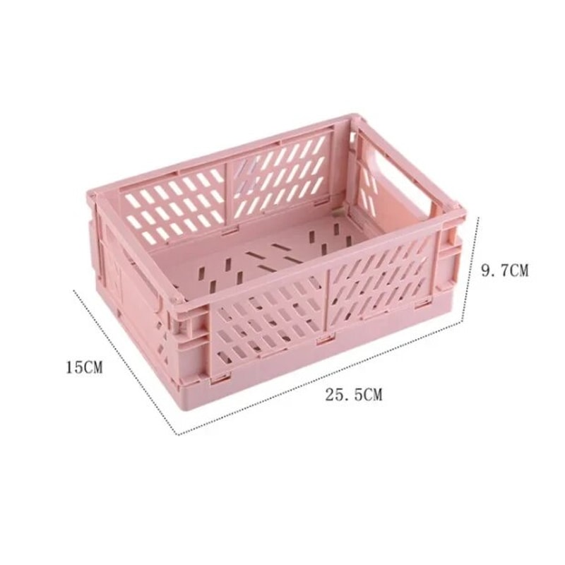 Foldable Plastic Storage Crate Stackable Organizer For Makeup Jewelry And Toys 9