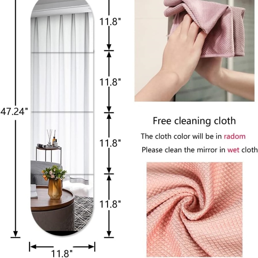 SelfAdhesive Acrylic Mirror Tiles Flexible Shatterproof Home Decor For Walls 4