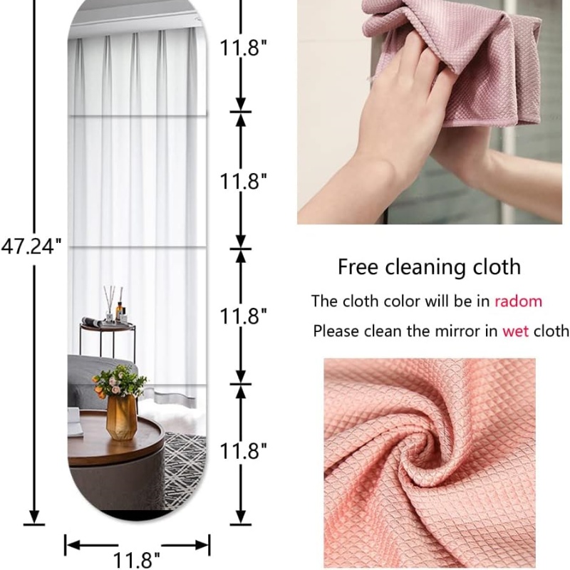 SelfAdhesive Acrylic Mirror Tiles Flexible Shatterproof Home Decor For Walls 4