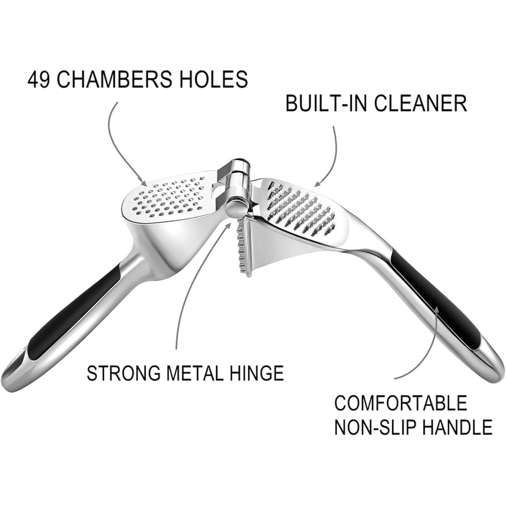 Ergonomic Zinc Alloy Garlic Press Easy Squeeze Easy Clean Garlic Mincer Crusher 3