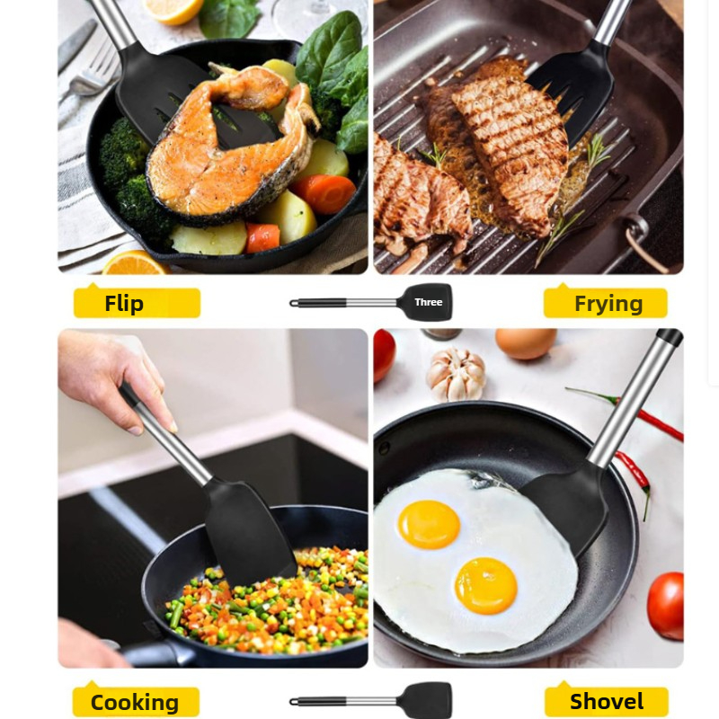 Heat Resistant Silicone Spatula Set Nonstick Cooking Utensils Kit For Kitchen Steak Preparation 5