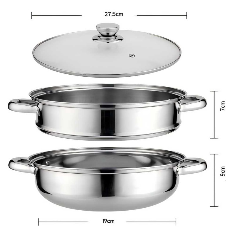 Stainless Steel Double Boiler Steamer Pot Set For Soup And Steaming 2