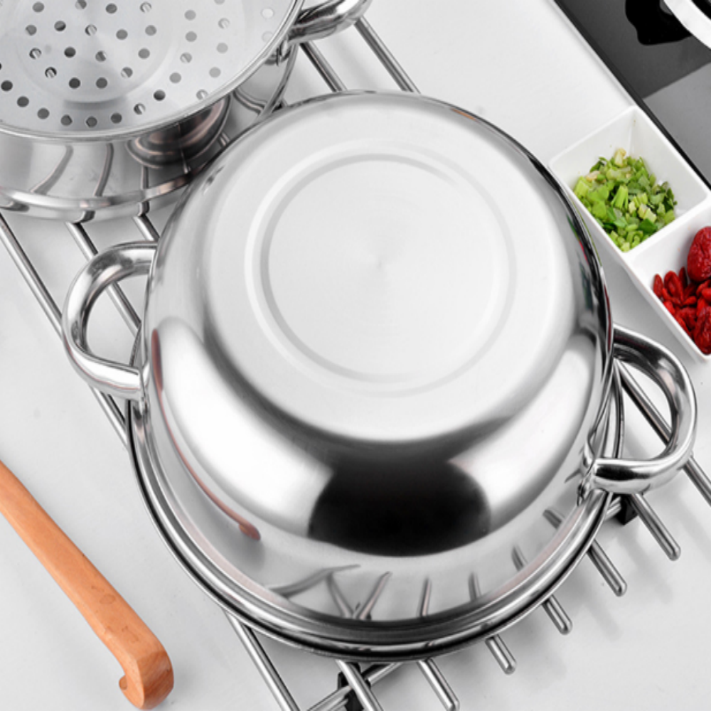 Stainless Steel Double Boiler Steamer Pot Set For Soup And Steaming 3