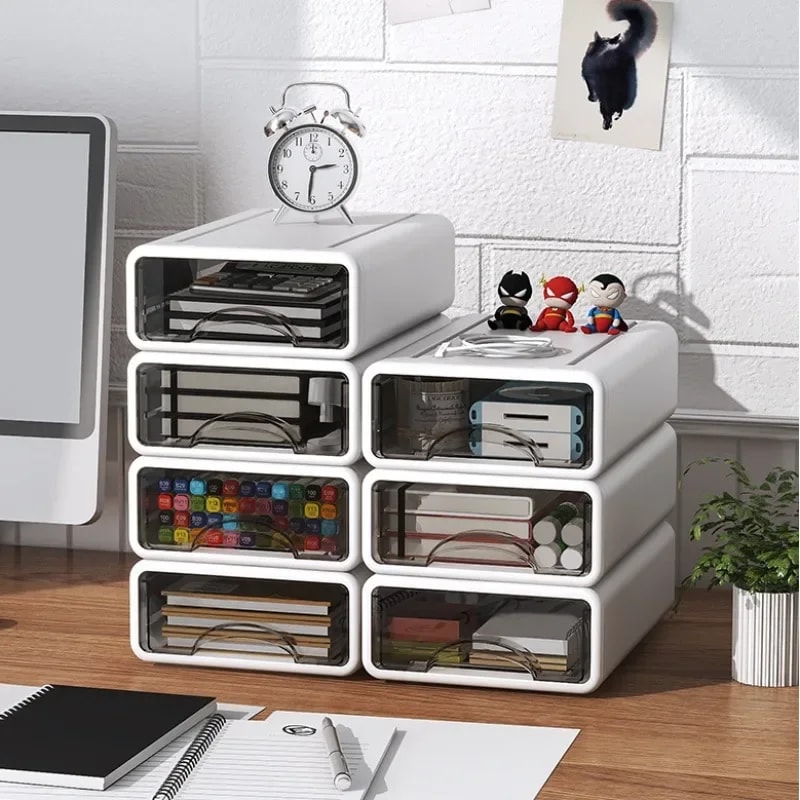 Stackable Desktop Organizer Box For Makeup Jewelry Office Dustproof Storage 1