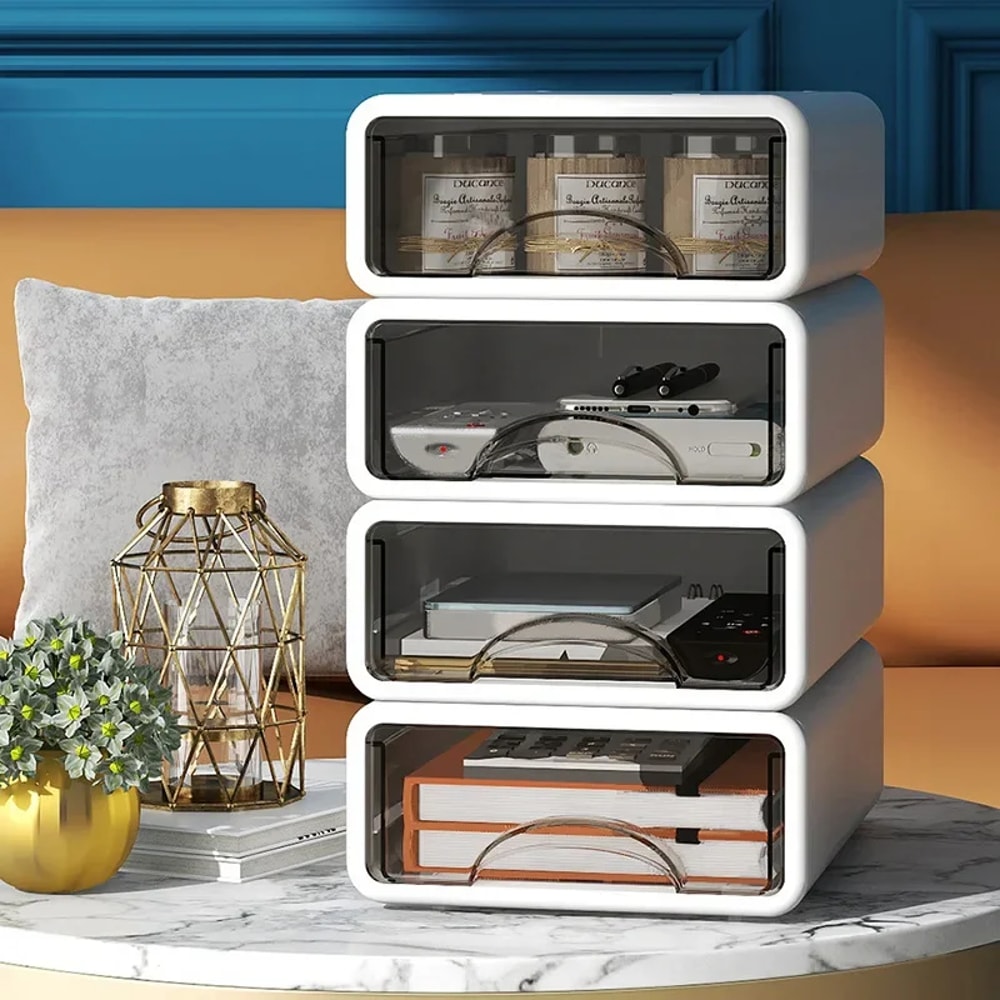 Stackable Desktop Organizer Box For Makeup Jewelry Office Dustproof Storage 2