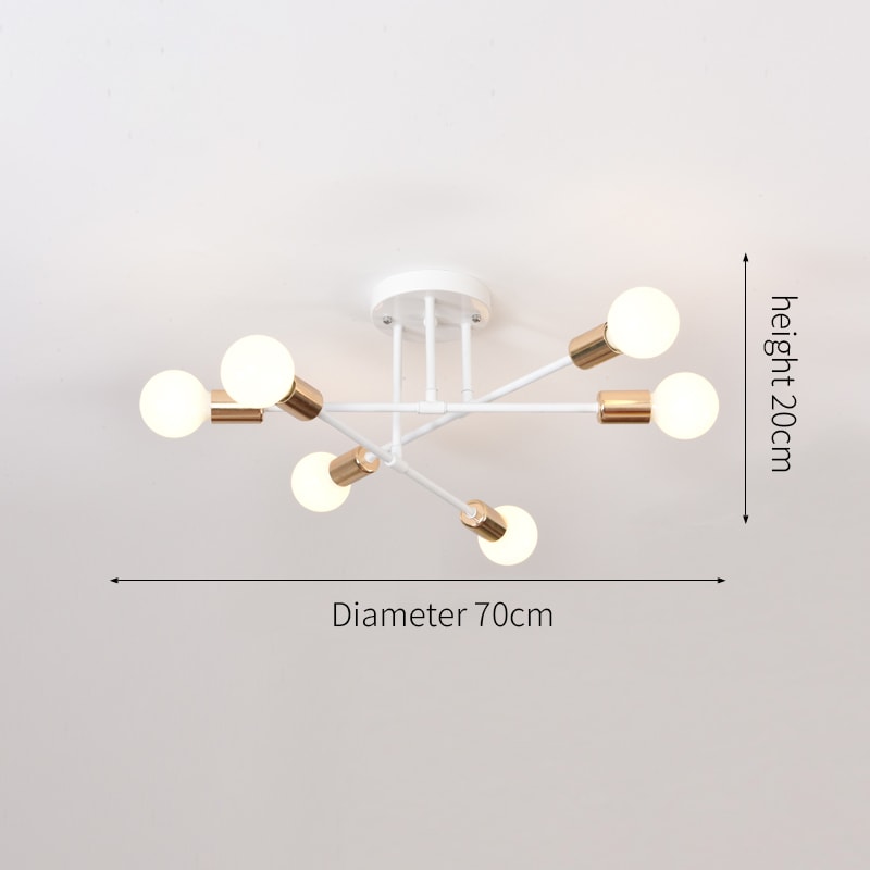 Industrial Wrought Iron LED Ceiling Lamp Modern Vintage 6Head Light For Living Room Dining Room H 6