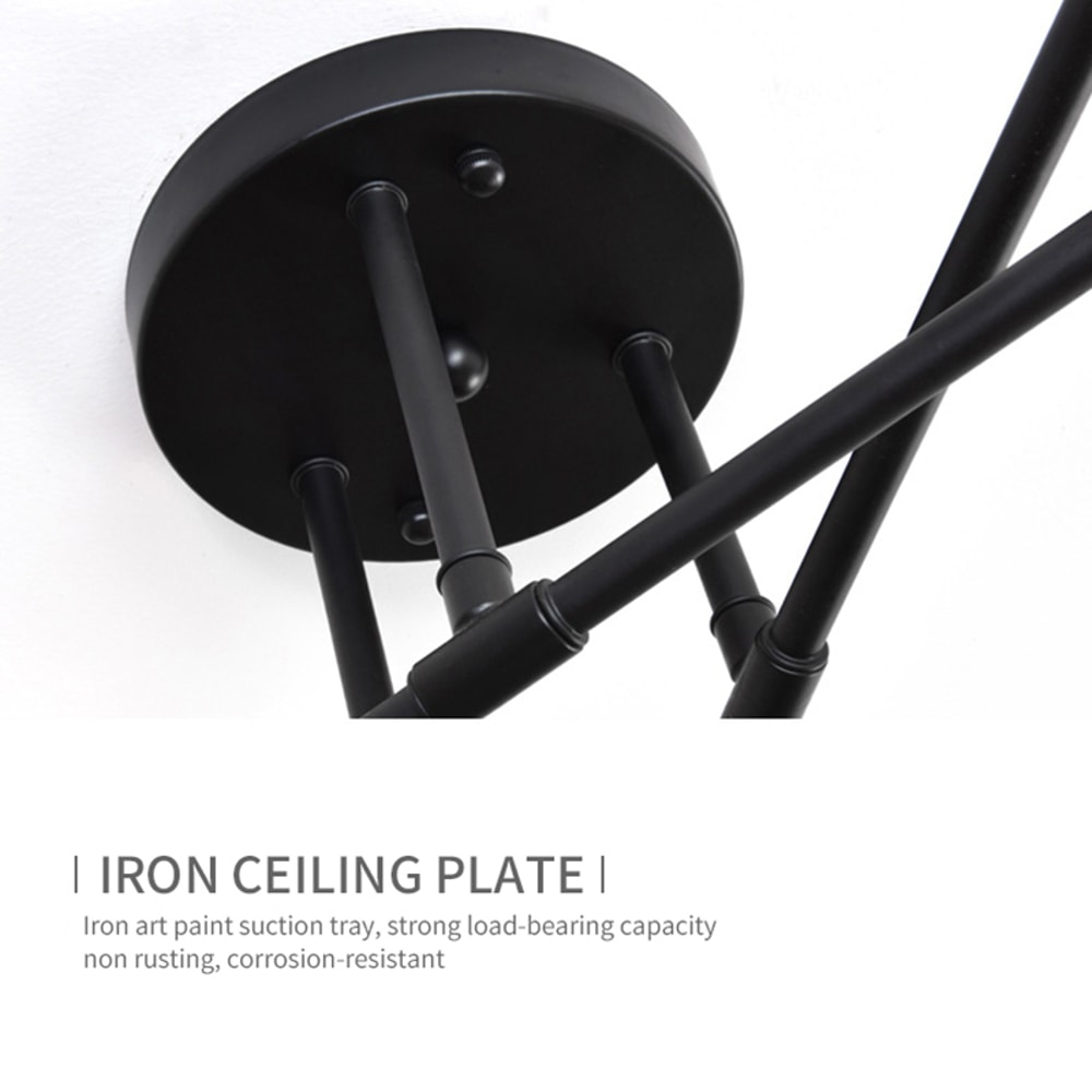Industrial Wrought Iron LED Ceiling Lamp Modern Vintage 6Head Light For Living Room Dining Room H 5