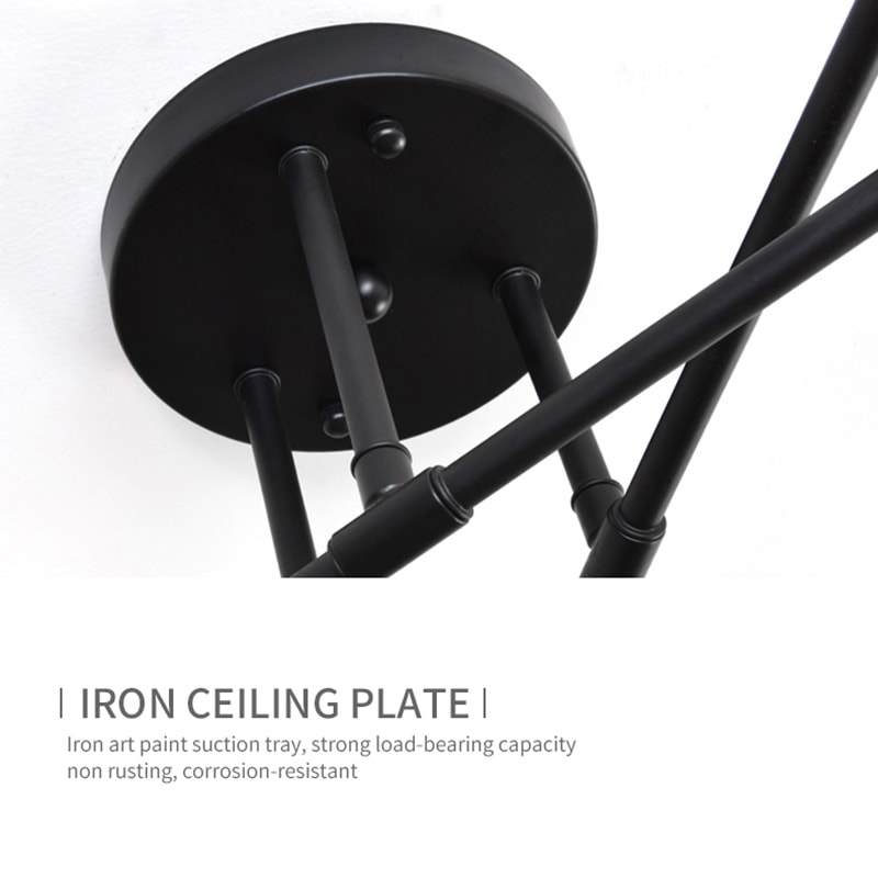 Industrial Wrought Iron LED Ceiling Lamp Modern Vintage 6Head Light For Living Room Dining Room H 5