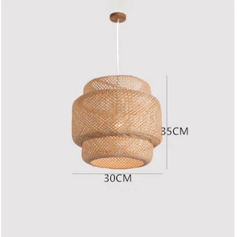 Handmade Bamboo Pendant Light – Elegant Hand Woven Chandelier for Bedroom, Dining Room, and Restaurant Spaces