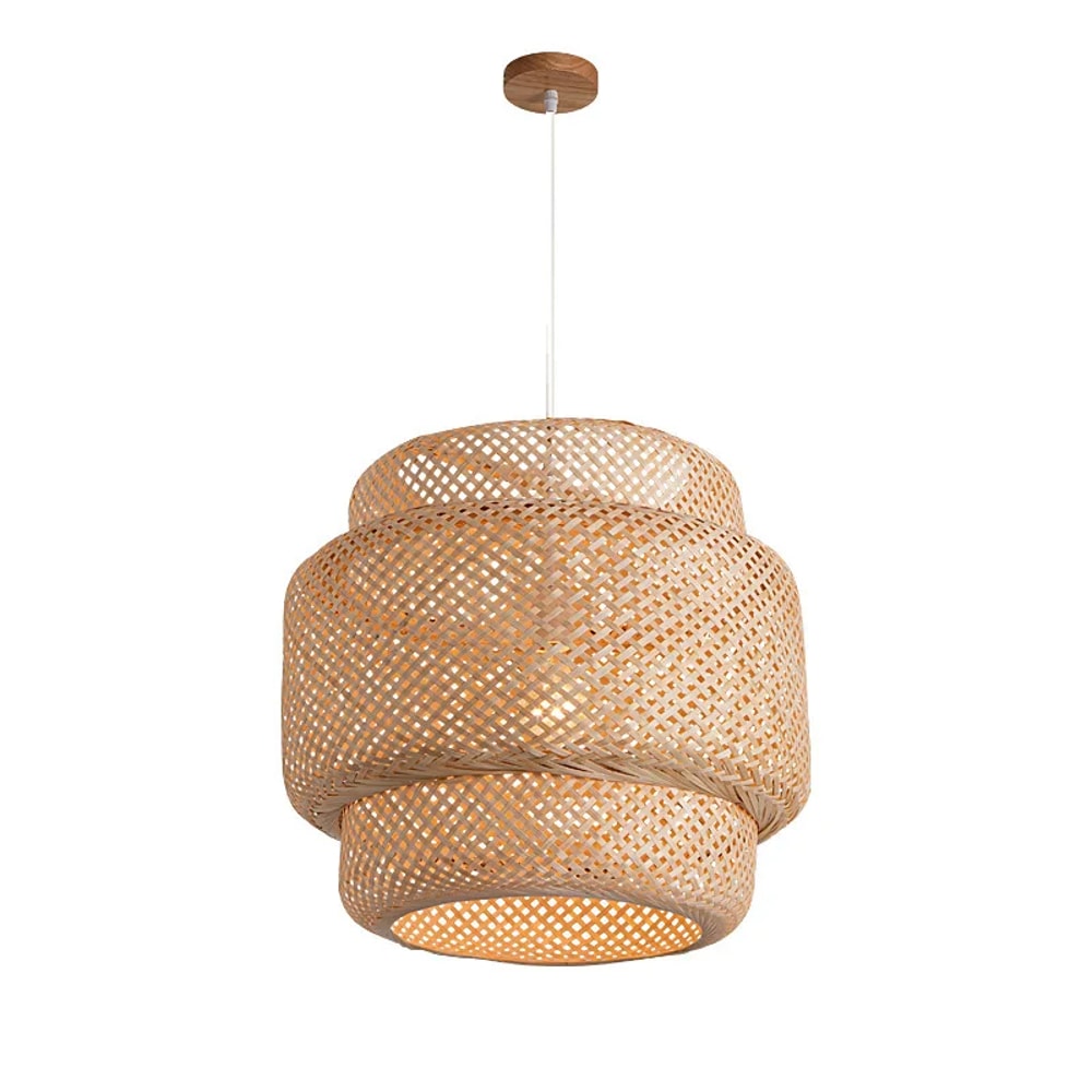 Handmade Bamboo Pendant Light – Elegant Hand Woven Chandelier for Bedroom, Dining Room, and Restaurant Spaces