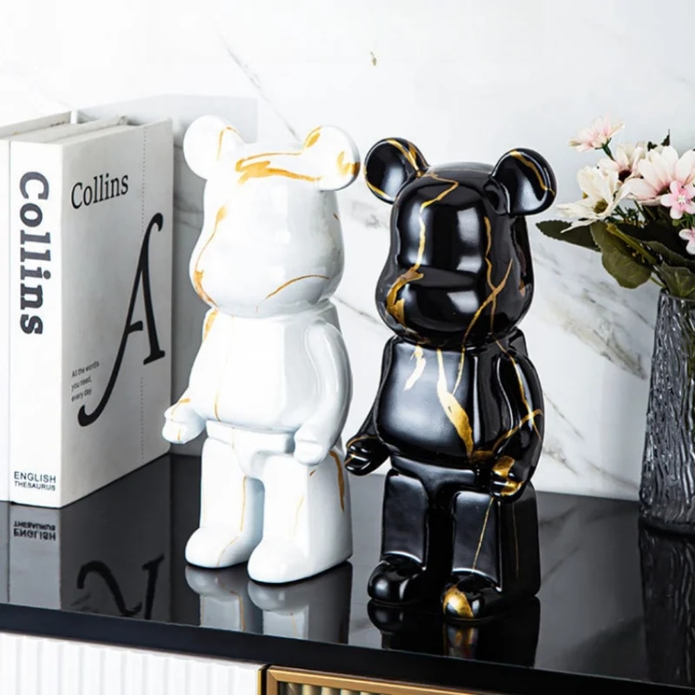 Aesthetic Nordic Bear Statue Sculpture Luxury Resin Figurine For Living Room Desk And Home Decor 2