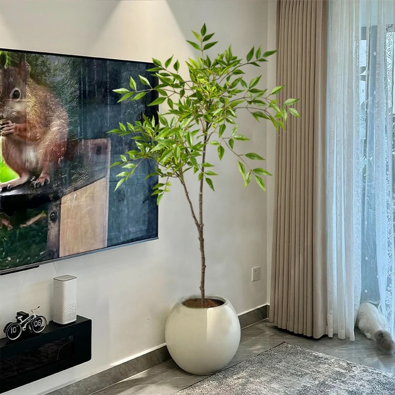 Artificial Nandina Tree Green Faux Plant For Home Office Decor 1