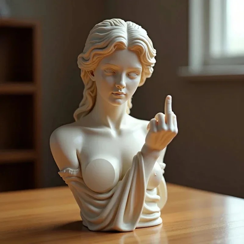 Vienna Goddess Middle Finger Funny Resin Statue Personalized Home Office Table Decor Special Gift 4