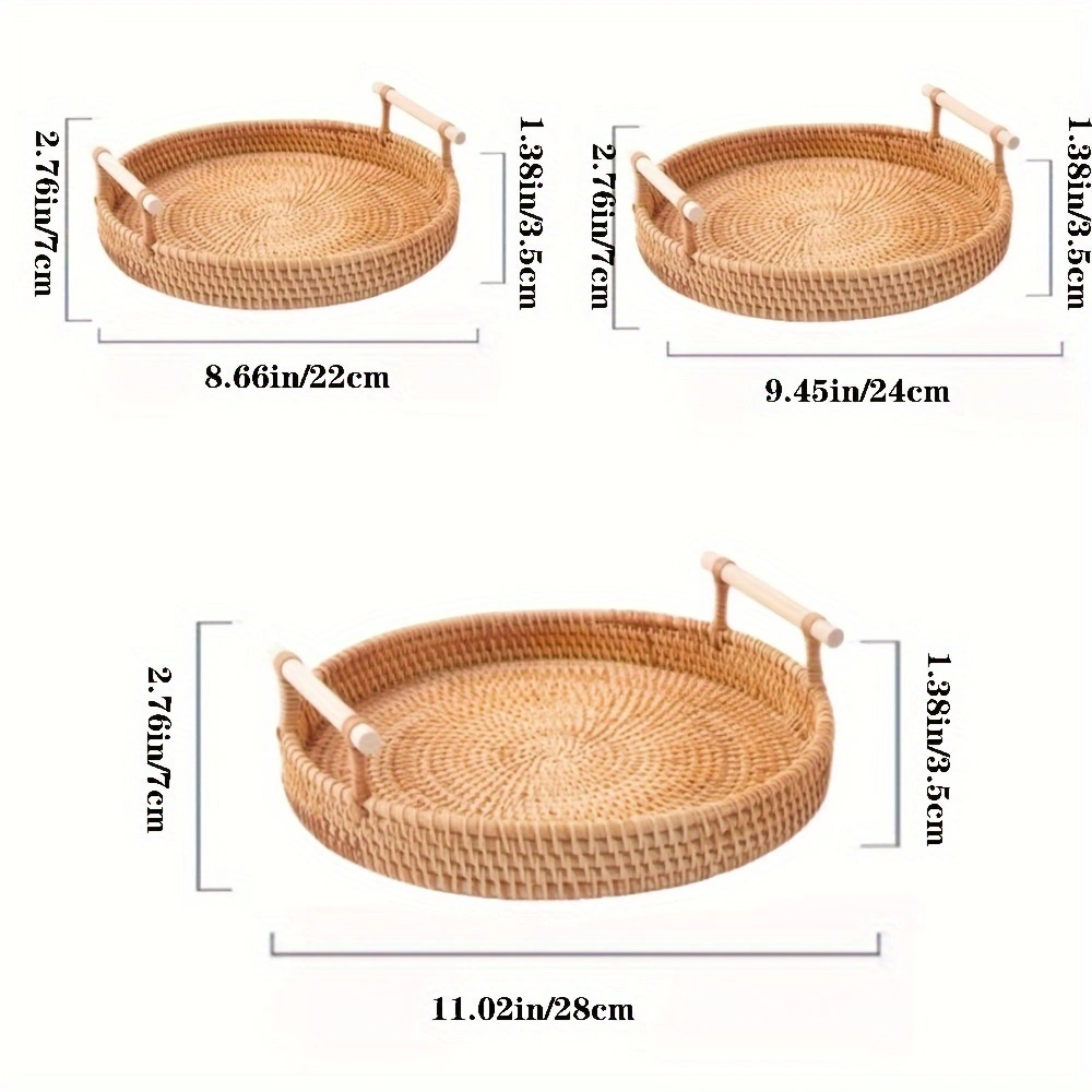 Handwoven Rattan Tray Food Storage Basket EcoFriendly Kitchen Organizer With Lid Farmhouse Home D 3