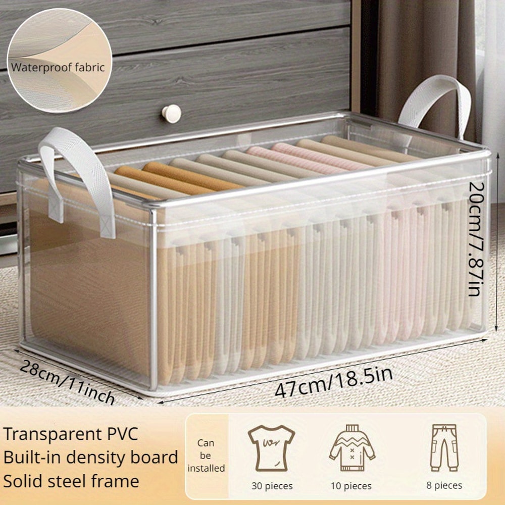 Transparent PVC Storage Box With Solid Steel Frame Waterproof Underwear Basket For Home Dorm Use 3