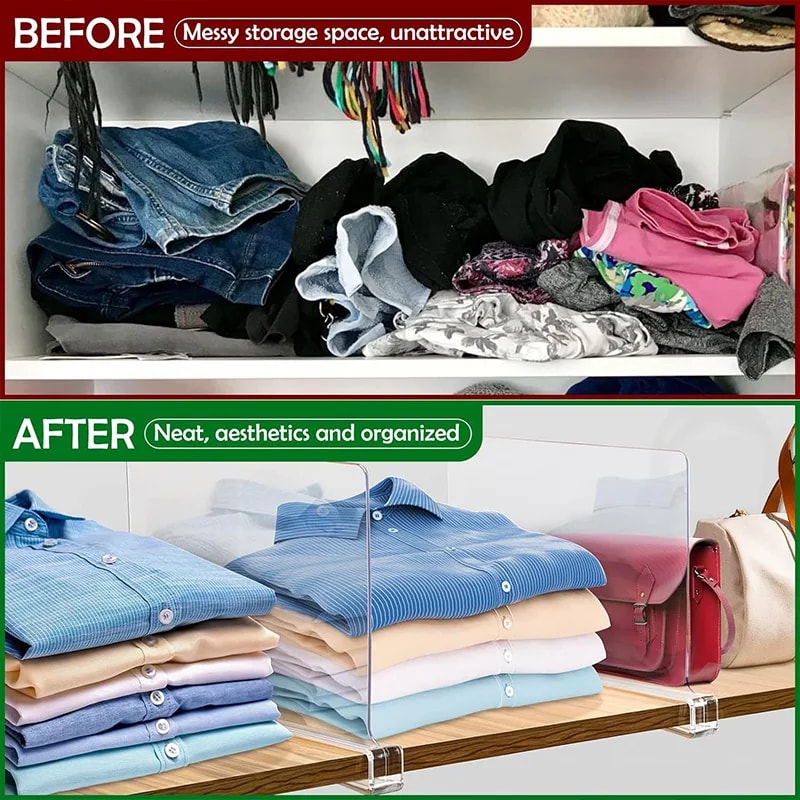 Transparent Closet Shelf Divider For Wardrobe Organizer Adjustable Dividers For Clothes Towels Bo 3