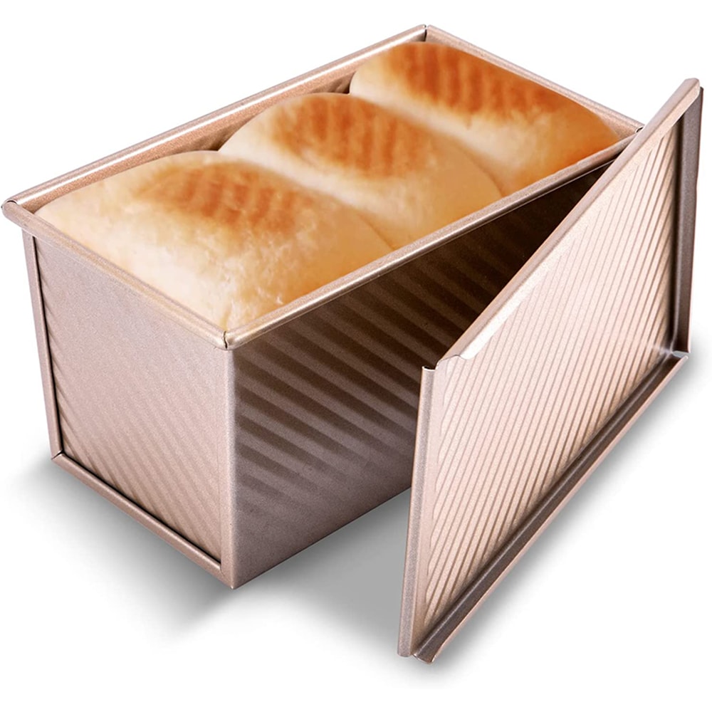 Pullman Loaf Pan with Lid – Non-Stick Carbon Steel Bread Mold for Perfect Toast & Cake Baking