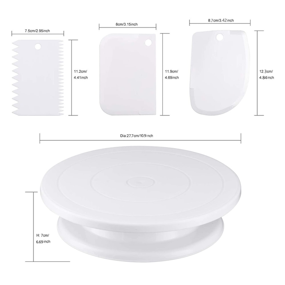 Rotating Cake Turntable Decorating Kit With Icing Smoother Spatula 2