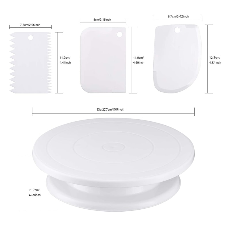 Rotating Cake Turntable Decorating Kit With Icing Smoother Spatula 2