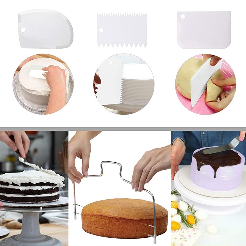 Rotating Cake Turntable Decorating Kit With Icing Smoother Spatula 3