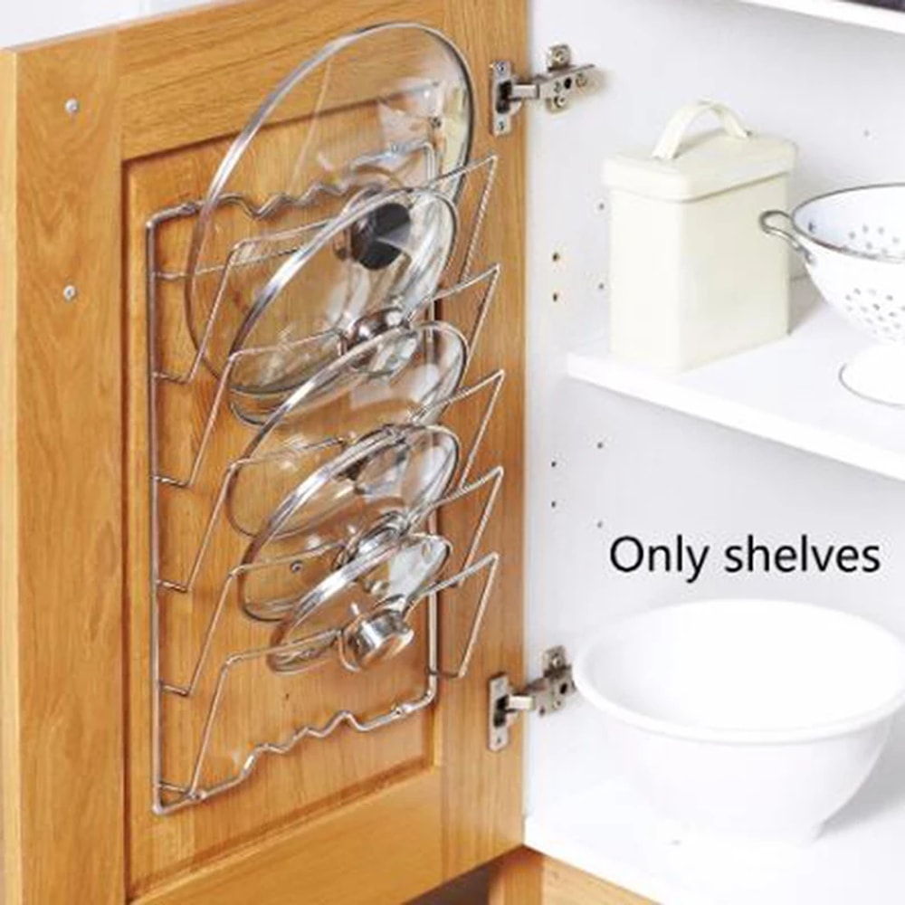 MultiFunctional Wall Mounted Pot Lid Rack SpaceSaving Kitchen Organizer 0