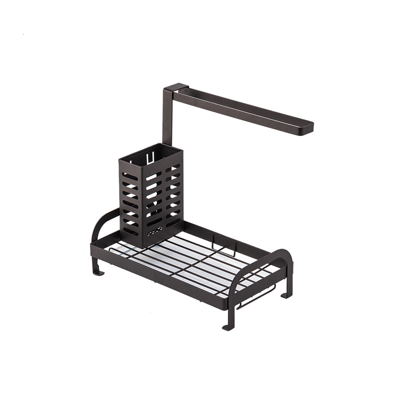 Large Kitchen Sink Caddy Rack With Drain Tray Soap Sponge Brush Organizer 4