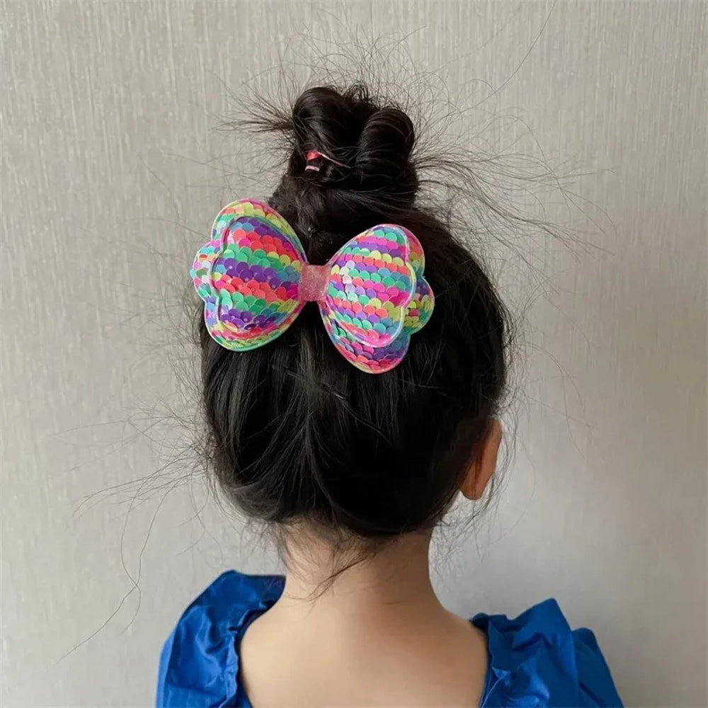 Sparkling Sequin Bow Hair Clip For Girls Cute Gradient Kawaii Hairpin For Kids Princess Fashion A 2