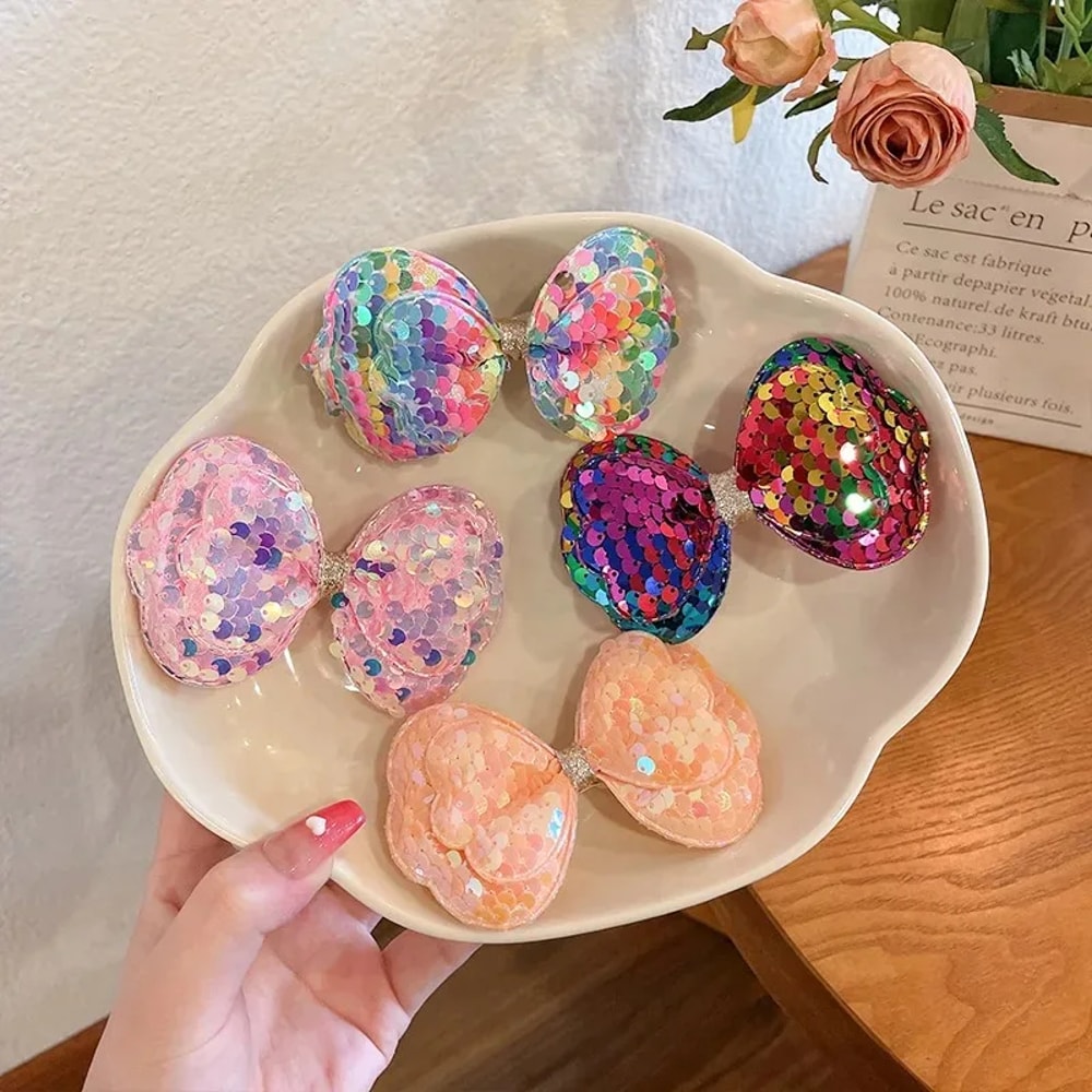 Sparkling Sequin Bow Hair Clip For Girls Cute Gradient Kawaii Hairpin For Kids Princess Fashion A 5