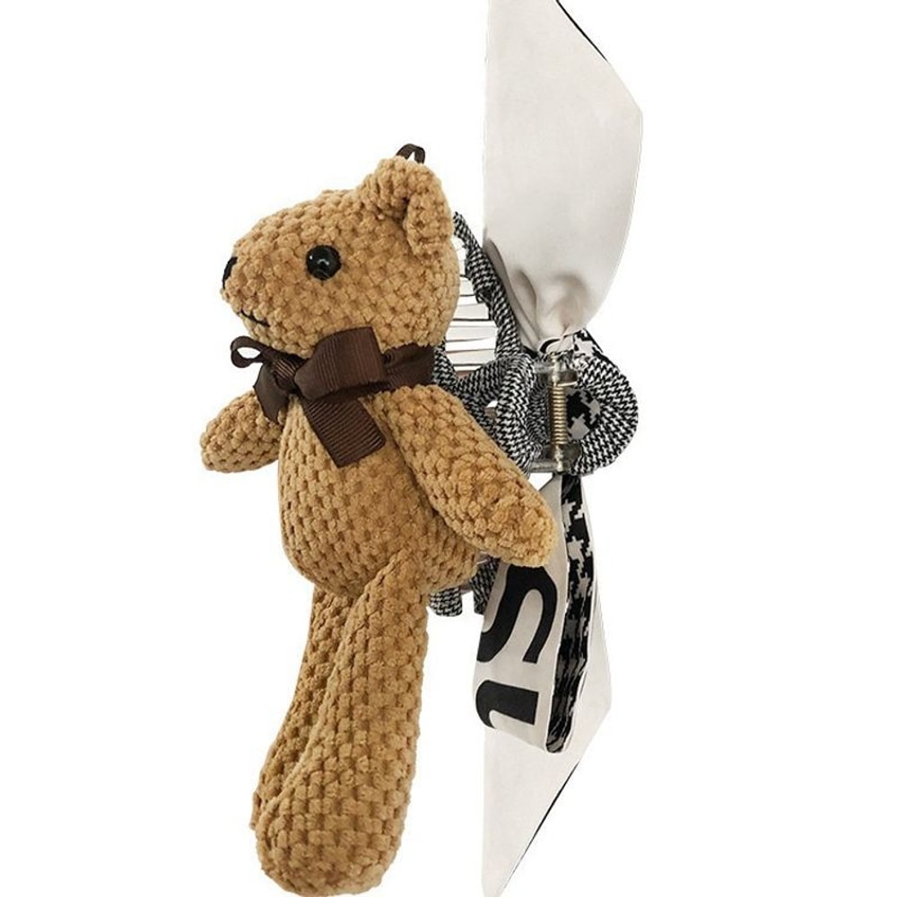 Cute Bear Hairpin For Women Sweet Grip Shark Clip With Large Bow For Autumn Winter Hair Accessori 4
