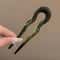 Vintage Green Tortoise UShaped Hair Stick For Women Wavy Plastic Hair Clip Accessory 5