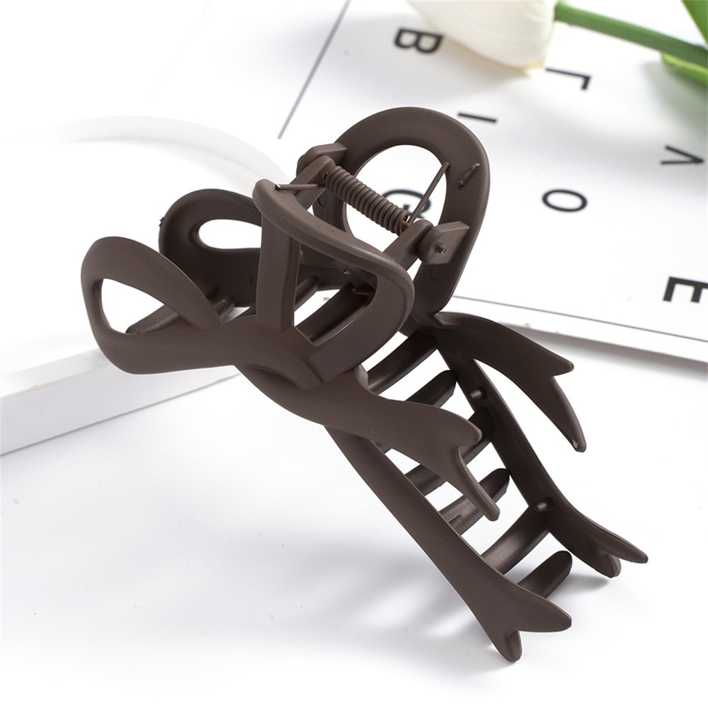 Matte Ribbon Bow Hair Clips For Women Vintage Crab Claws Ponytail Accessories 6
