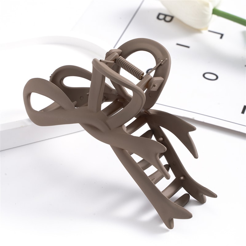 Matte Ribbon Bow Hair Clips For Women Vintage Crab Claws Ponytail Accessories 7