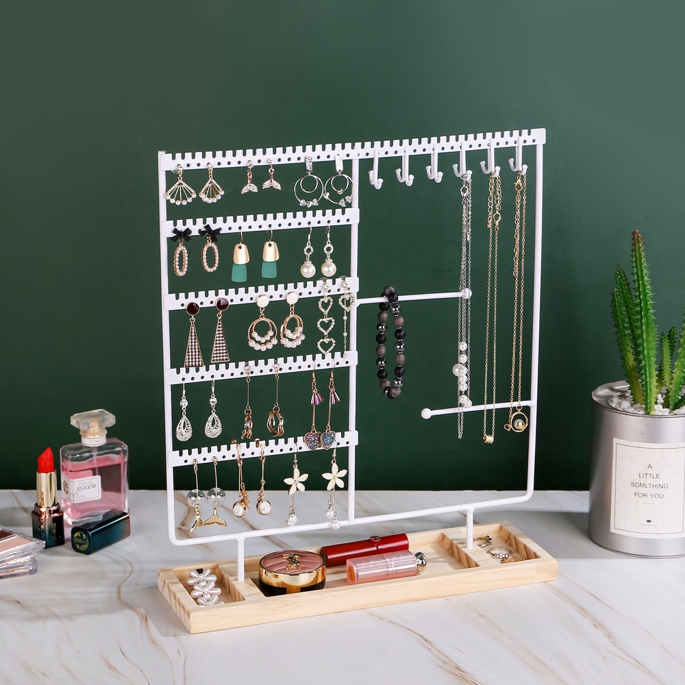 Multifunctional Jewelry Display Rack For Earring Necklace Ring And Bracelet Storage Detachable Woo 3