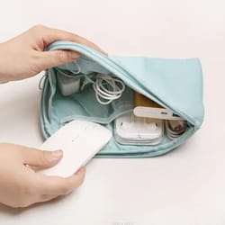 large capacity waterproof storage bag for travel supplies, power bank, data cables & earphones