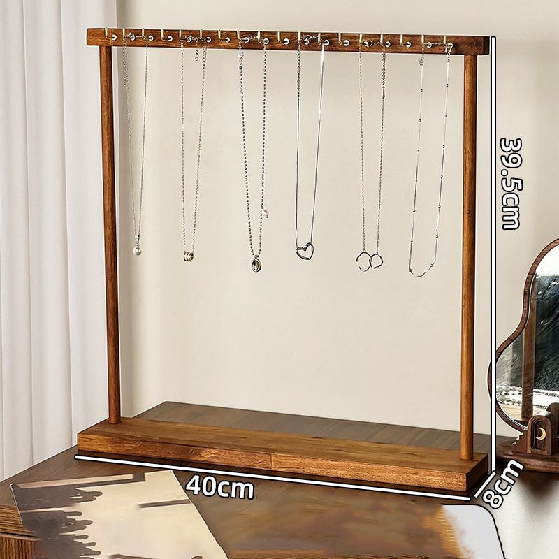 Wooden Jewelry Organizer Stand Solid Wood Necklace Earrings Bracelets Display Rack For Chains Ring 5